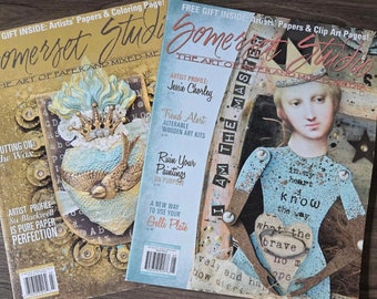 Lot of 2 Somerset Studio Magazines--Mixed Media Art Instrucion