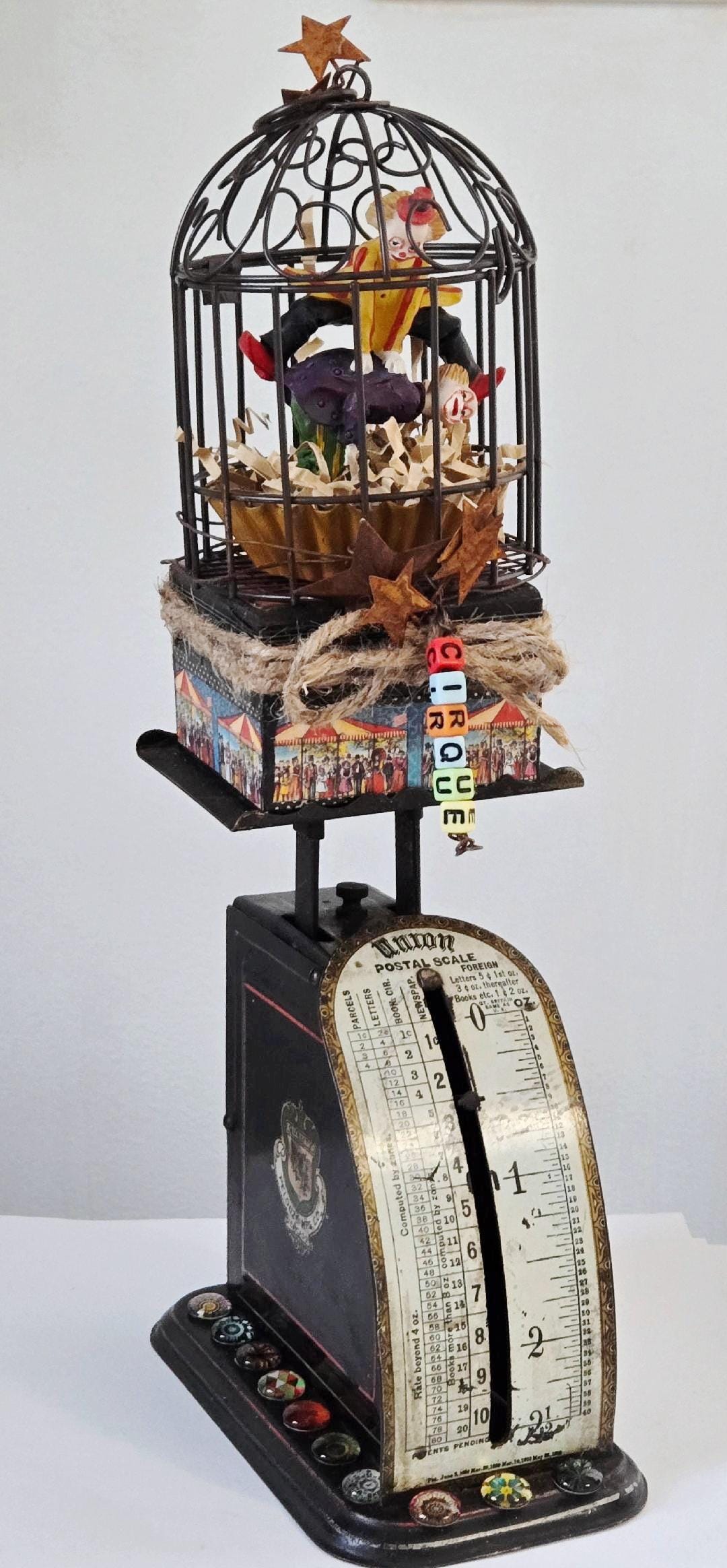 Original Mixed Media Circus Assemblage--circus Clowns--vintage Postal ...