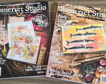 Lot of 2 Somerset Studio Magazines--Mixed Media Art Instruction
