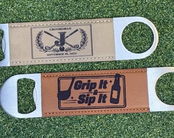 Custom Bottle Opener | Personalized Leather Bottle Opener | Laser Engraved | Golf Gift | Groomsmen Gifts | Father's Day Gift for Golfers