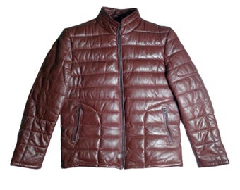 Buffer Leather Maroon Biker Mens Jacket, Genuine Sheepskin Leather Quilted Motorcycle Winter Handmaded Jacket For Men's Personalized Jacket