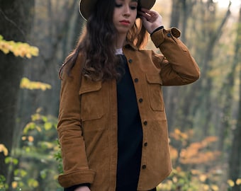 Suede Leather Brown Jacket, Real leather Brown Women Jacket, Genuine Suede Moto Leather Ladies Biker Jacket