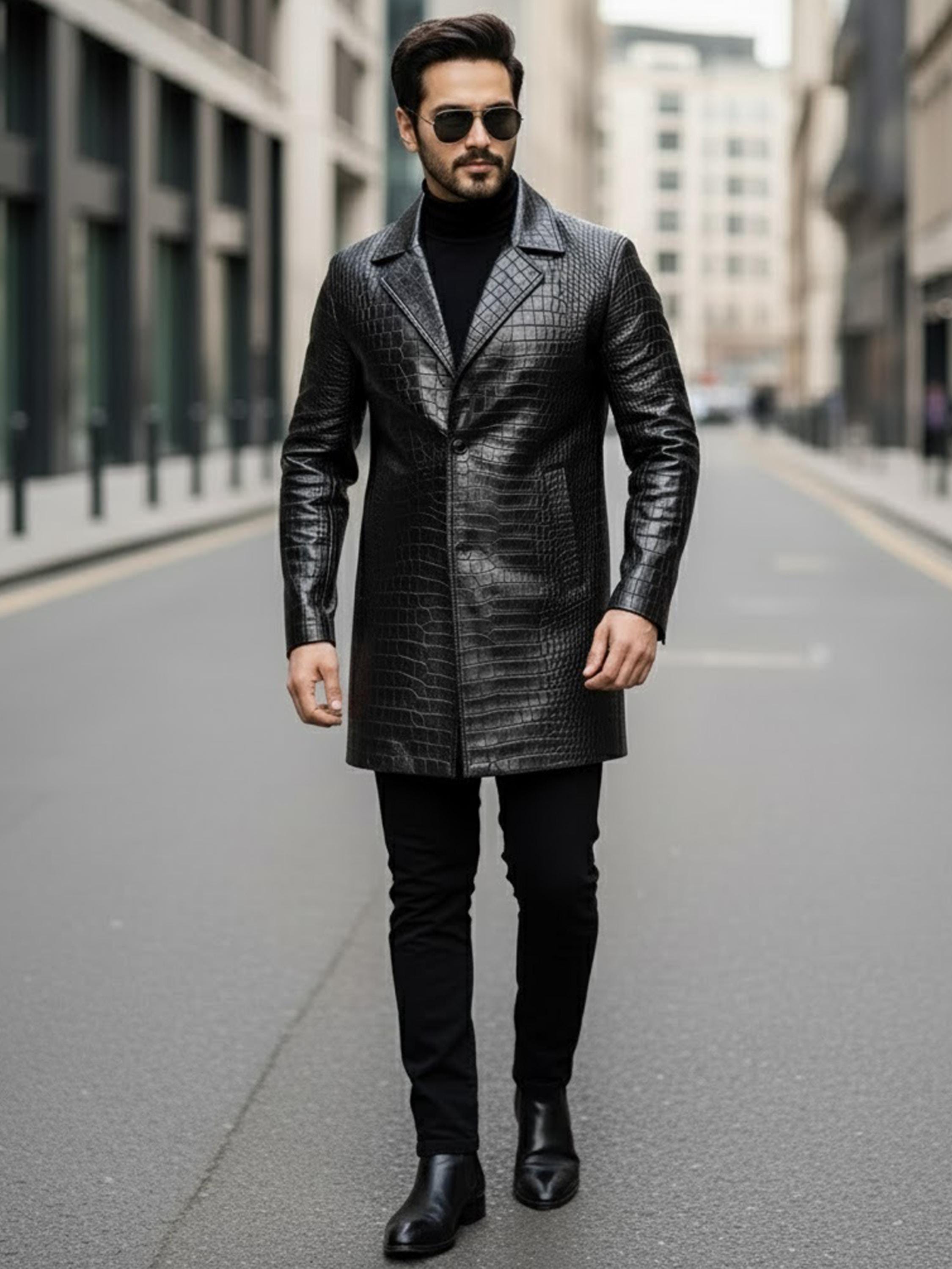 Crocodile leather trench coat - Etsy 日本