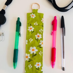 Fabric Pen Hoder for lanyards - Holds 1 or 2 pens or pencils - Handmade
