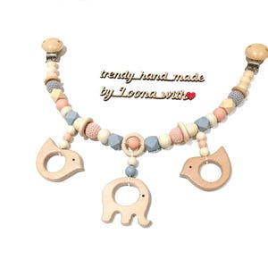 Crochet Pram Garland: Boho Stroller Chain with Wooden Beads