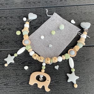 Personalized Stroller Garland: Boho Silicone & Wood Pram Decoration