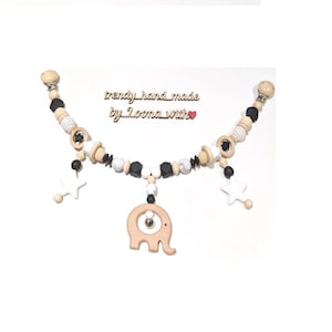 Pram garland for stroller, wooden stroller decoration, stroller chain gift for new parents, pram accessory with metal bell, stylish product