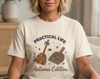 Camiseta Edição Outono da Vida Prática, Camiseta Guia Montessori, Blusa Outono para Professora de Educação Infantil, Roupa Vassoura de Folhas, Presente para Educadora da Primeira Infância