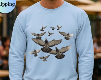 Moletom com estampa de tatuagem tradicional, arte retrô de pomba, gola redonda com pombo voando, streetwear vintage com estampa de pássaro, blusa com estética grunge ousada.