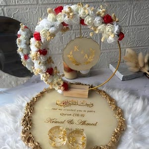Islamische Eheringablage, Nikah-Zeremonie-Dekoration aus Harz, personalisierter Koranvers, individuelles muslimisches Geschenk Bild 15
