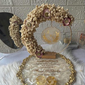 Islamische Eheringablage, Nikah-Zeremonie-Dekoration aus Harz, personalisierter Koranvers, individuelles muslimisches Geschenk Bild 3