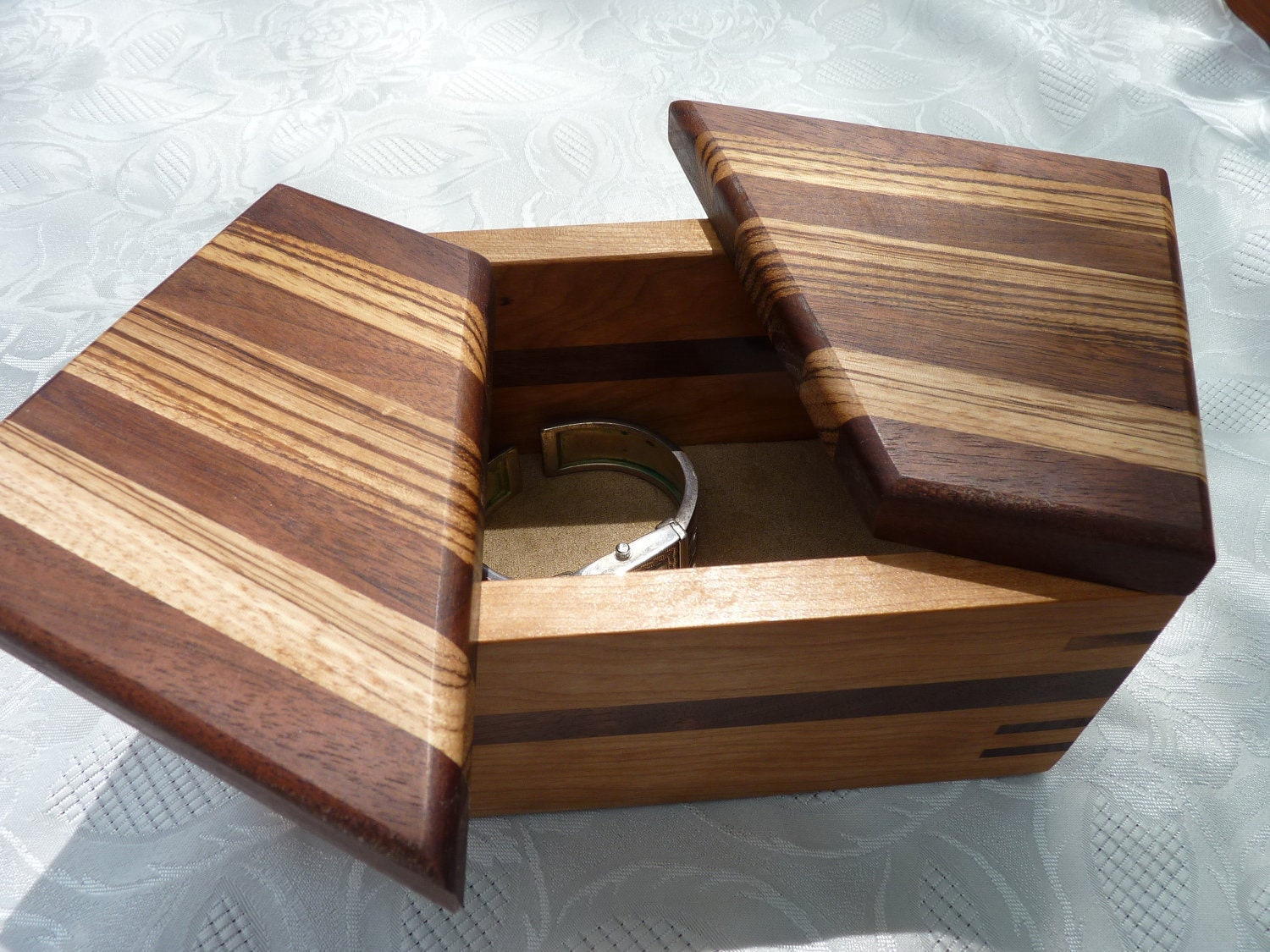 Handcrafted Wooden Jewelry/ Keepsake Box in Cherry with Swivel Etsy
