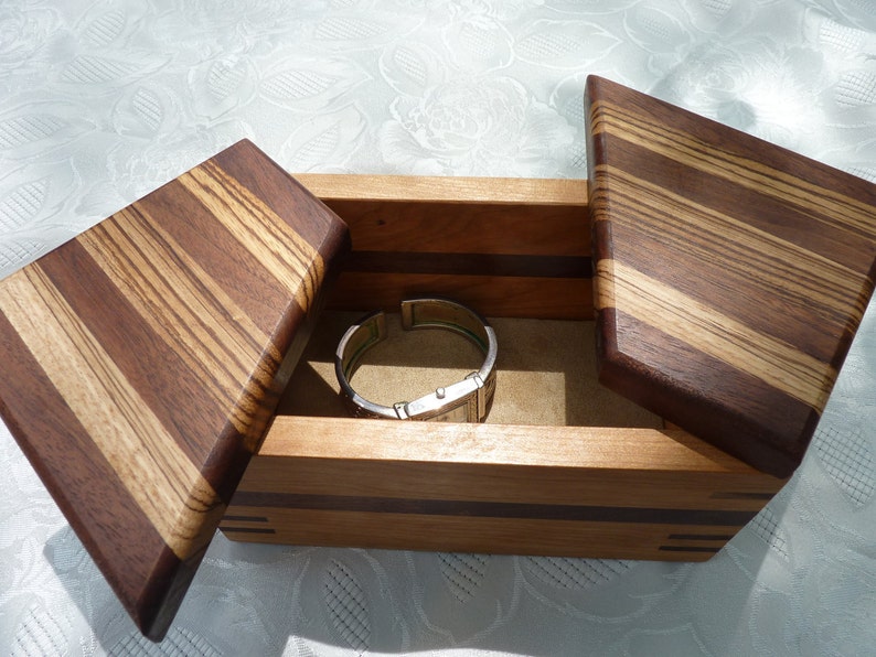 Handcrafted Wooden Jewelry/ Keepsake Box in Cherry with Swivel Etsy