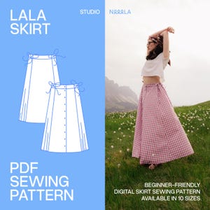 Lala Skirt Pattern – PDF Download | Beginner Sewing Pattern | Adjustable Waist | 10 Sizes