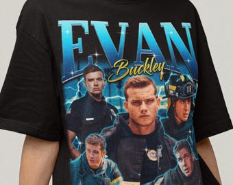 Maglietta grafica, felpa, cappuccio con stampa del programma televisivo 911 di Evan Buckley