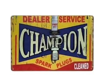 Vintage-Inspired Tin Sign: Retro Automotive Wall Art for Man Cave Decor