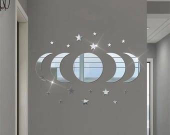 20Pcs Acrylic Star & Moon Wall Stickers Lenses for Living Room Bedroom Decor Creative Night Sky Theme Wall Decals