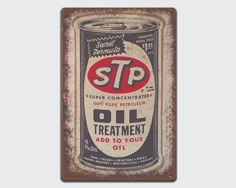 1029-Vintage Looking STP Oil Treatment Rustic Metal Sign 8 x 12