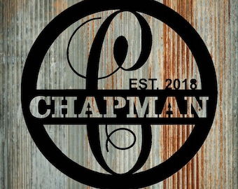 1018-PLASMA CUT STEEL-Personalized Metal Monogram Letter-name and est date