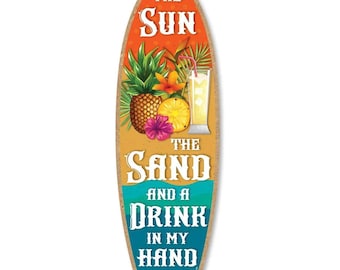 Wooden Surfboard Hanging Sign - Ocean-Inspired Decor for Home, Cafe, and Bar - Summer-Themed Wall Art