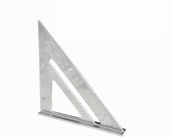New 7Inch Triangle Ruler Measurement Tool Aluminium Alloy Carpenter Tools Inch Metric Angle Ruler Speed Square Woodworking Tools