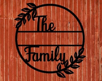 1025-PLASMA CUT STEEL-Personalized round family name sign hanging sign