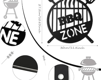 Barbecue Wall Art - Retro Metal Grill Sign for Outdoor Kitchen and Backyard Decor