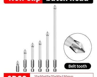 6 Pcs Non-Slip Magnetic Cross Head Household Electric Driver Screw Set - High Hardness Hand Drill Bits for Electric Screwdrivers