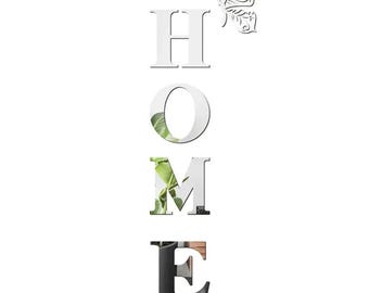 3D Mirror Wall Sticker with HOME Logo for Entrance and Home Decoration