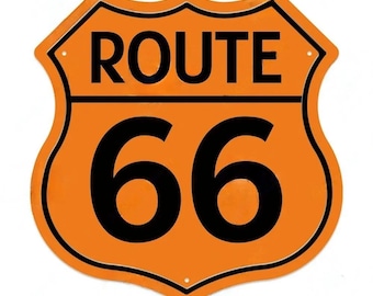 Vintage America Route 66 Metal Shield Plaques - Decorative Tin Signs for Garage, Club, Workshop, Man Cave, Pub, Bar, and Home Wall Art