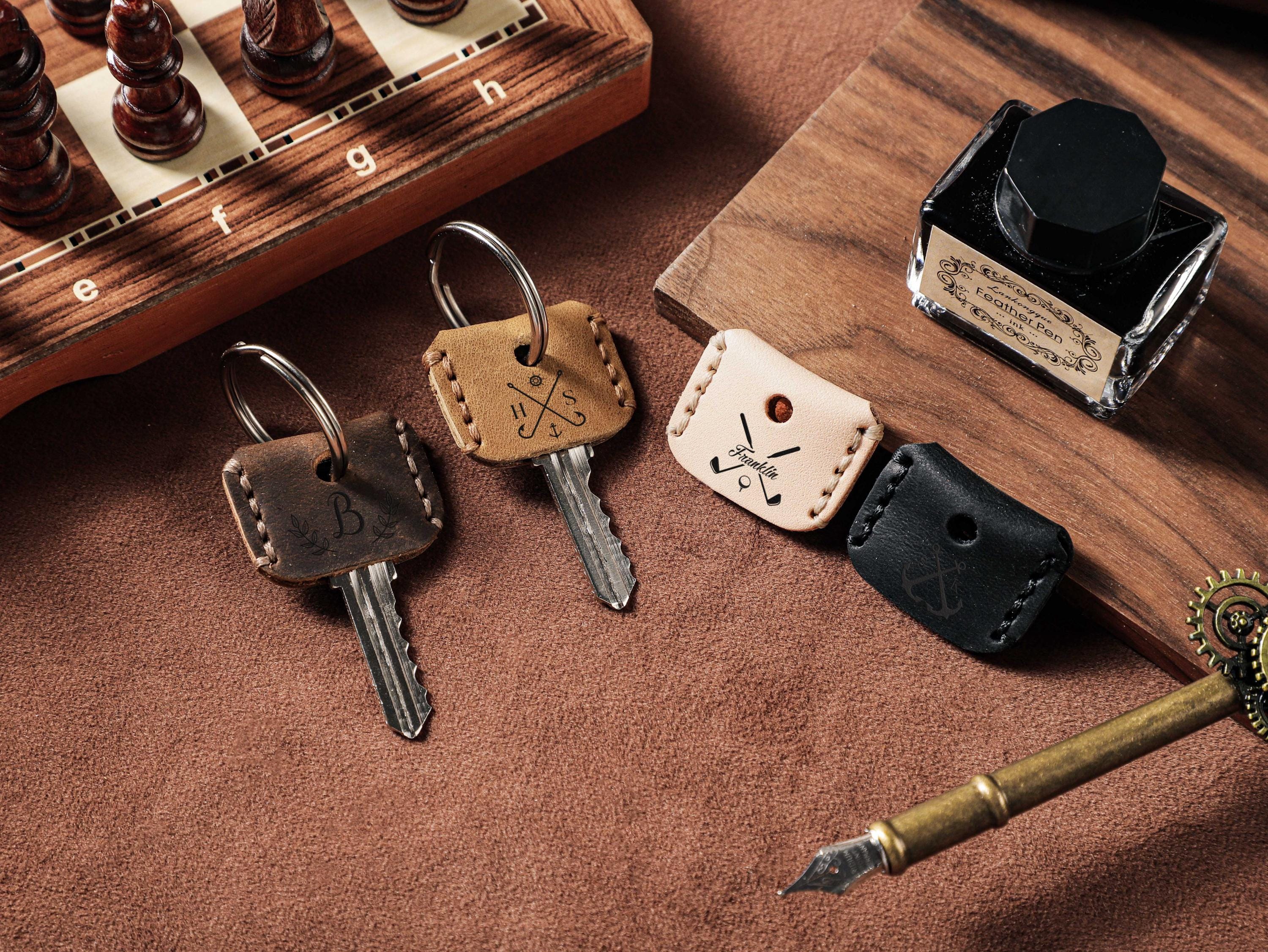 Personalized Leather Key Topper, Key Cap Cover, Leather Key Accessories ...