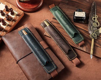 Personalisierter Stifthalter für Notizbuch, Journal Stifthalter, Leder Stifthalter mit Gummiband, Stifthalter, Planer Stifthalter