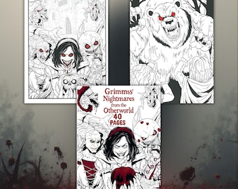 Grimmss’ Nightmares from the Otherworld – Horror Coloring Book for Adults – 40 Pages – Dark Fantasy Coloring Book