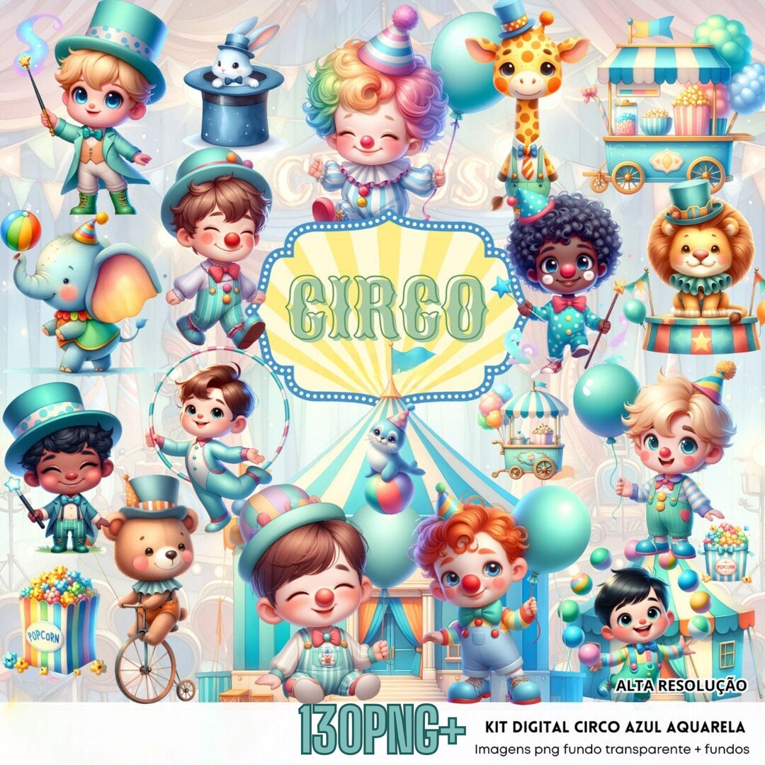Circus Watercolor Clipart Mega Bundle | 130+ Pngs 300 DPI | Circus ...