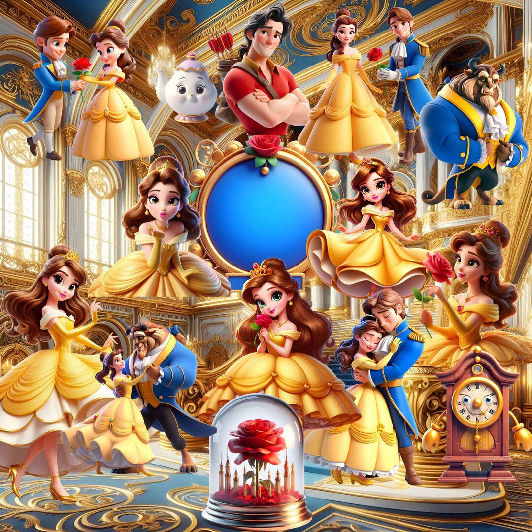 Beauty and the Beast Clipart | Belle PNG Bundle | Princess ...