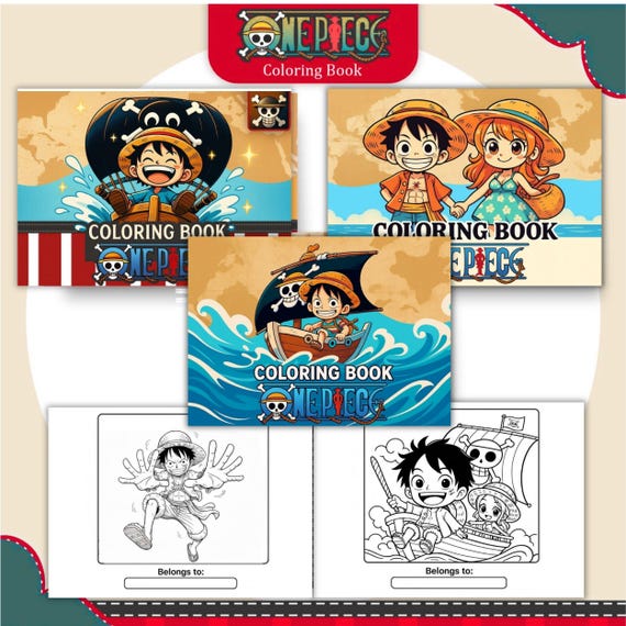 One Piece Coloring Book – Anime Pirate Coloring Book – Cute & Action Coloring Pages – Printable Coloring Book