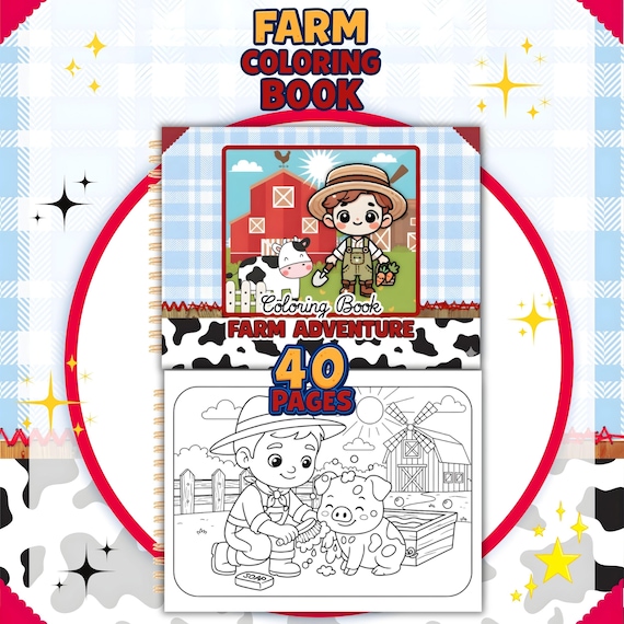 Farm Coloring Book for Kids – Farm Adventure Coloring Book – 40 Pages – Printable Coloring Pages