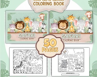 Safari Coloring Book for Kids | Cute Jungle Animals Coloring Pages | Printable Kids Coloring Book | Instant DownloadPDF