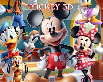 Mickey Mouse 3D PNG Bundle, Minnie Donald Daisy Goofy Pluto Clipart, Mickey Party Sublimation, Disney Birthday Digital Download, 42 PNG