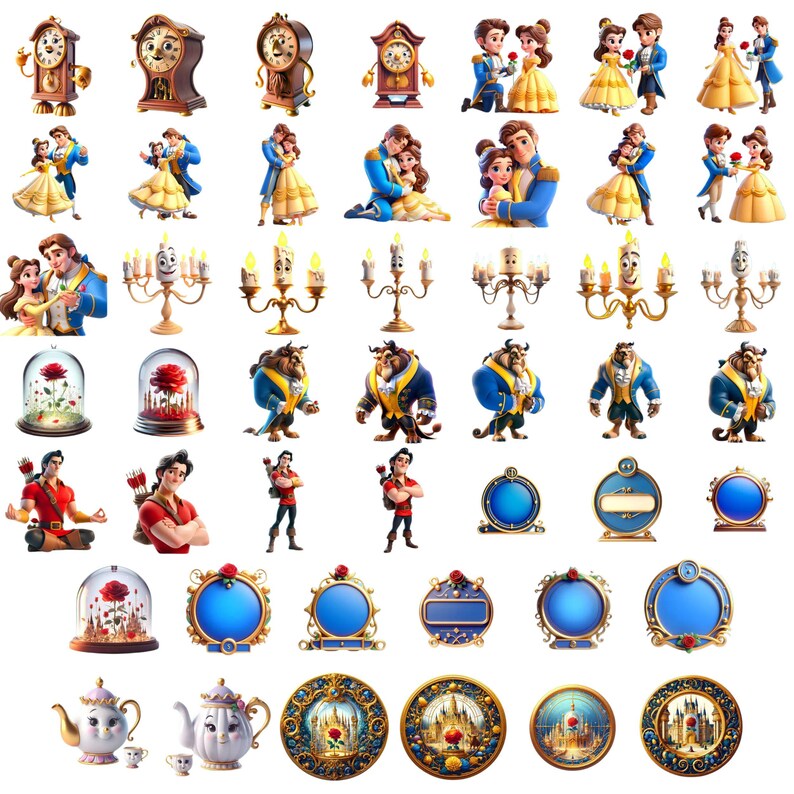 Beauty and the Beast Clipart | Belle PNG Bundle | Princess ...