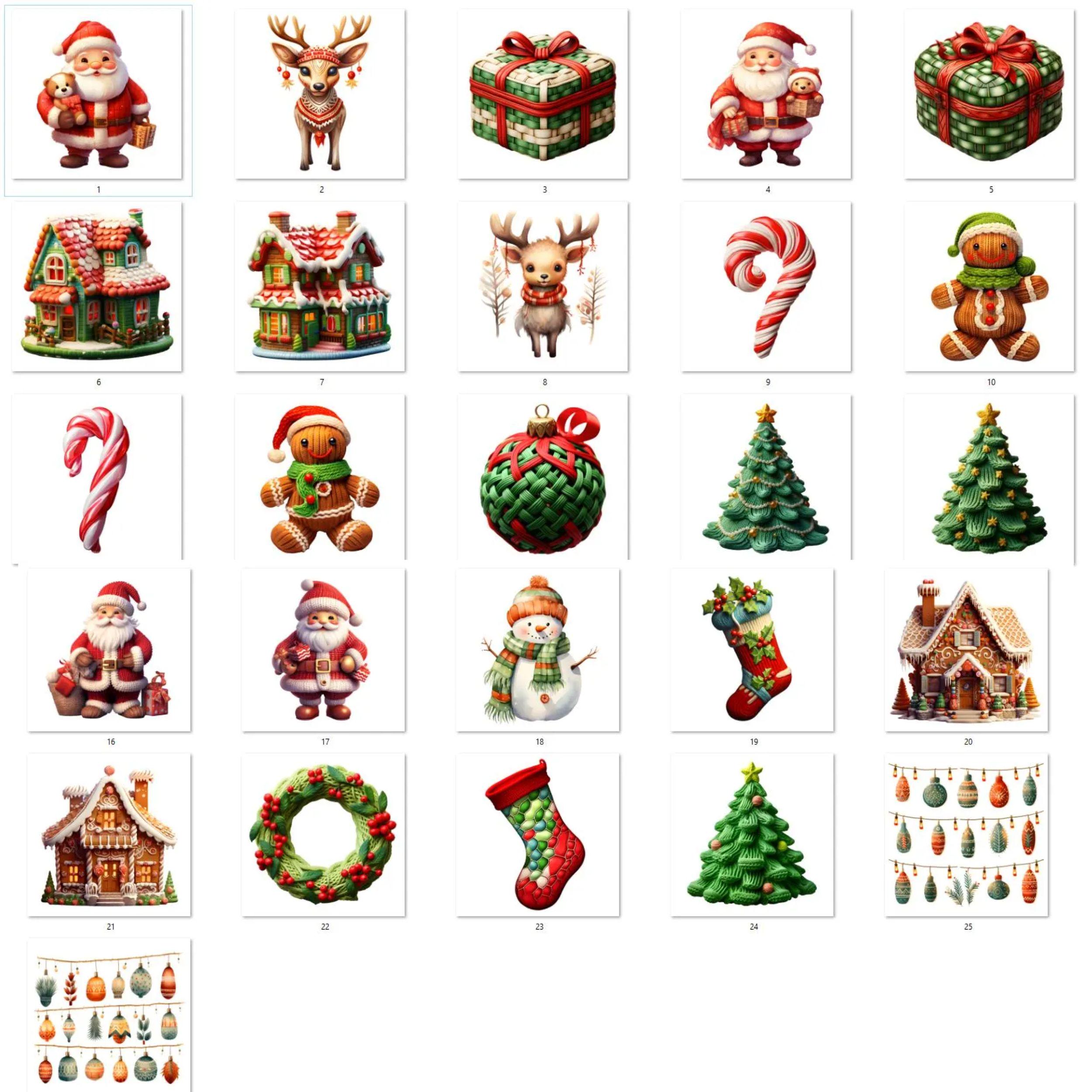 Christmas Holiday Clipart Bundle – 26 PNG Holiday Elements | Santa ...