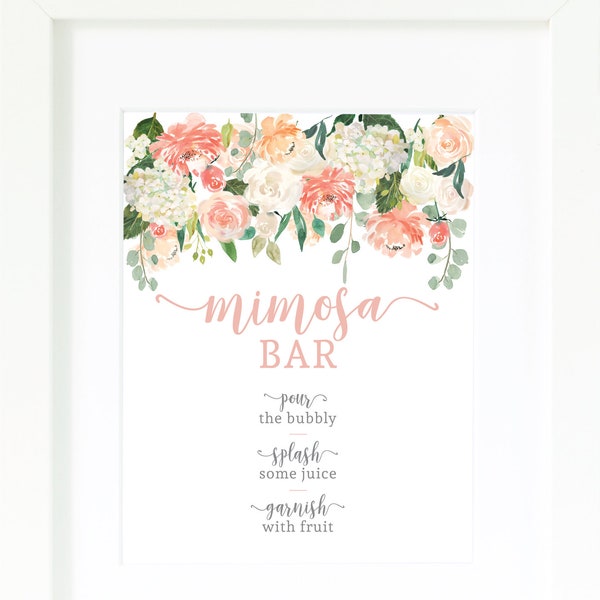 Mimosa Bar Printable / Instant Download / Shower Decor / Mimosa Sign / Bridal Shower Signage / Bridal Luncheon / Monograms and Mimosas