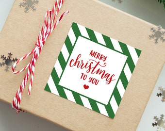Merry Christmas To You Gift Stickers - To From Tags