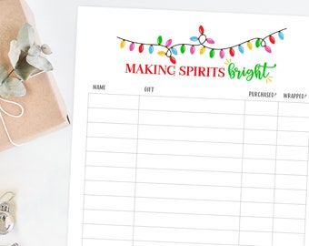 PRINTABLE! / Christmas List / Making Spirits Bright Gift List