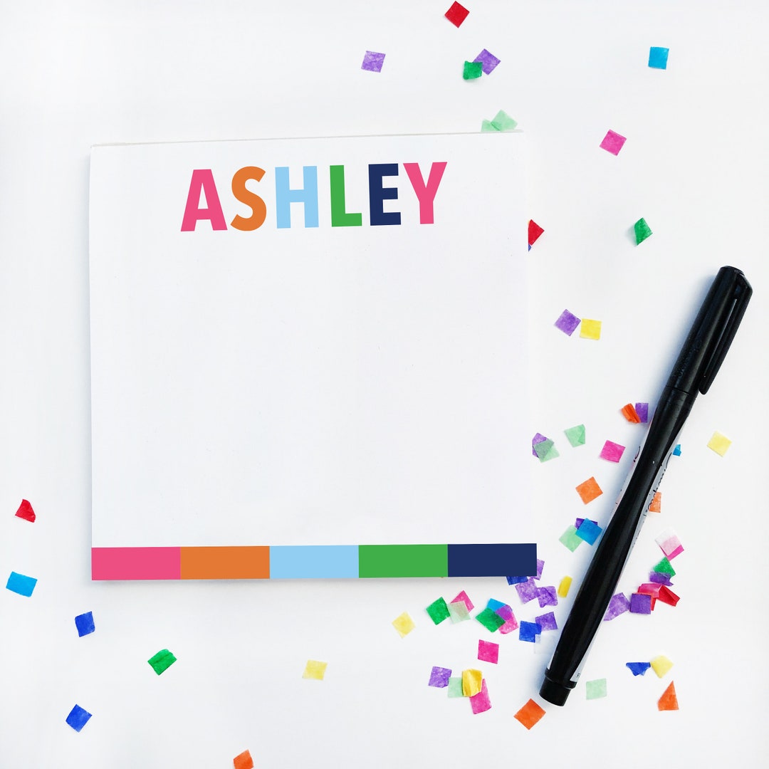 Personalized Notepad With Preppy Color Block Etsy