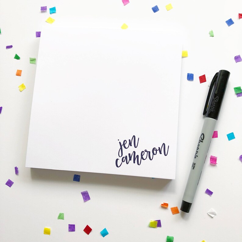 Square Personalized Notepad With Contemporary Script in the Etsy