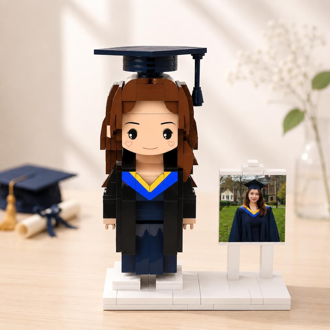 Personalized Graduation Brick Figure With Photo, Custom Building Blocks ...