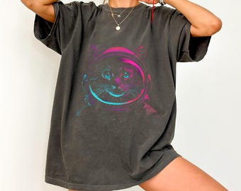 宇宙飛行士猫Tシャツ、ヴィンテージ宇宙グラフィックTシャツ、猫好きへのギフト