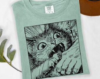 Angry Cat Scratch T-Shirt, Comic Style, Grumpy Cat Lover Tee