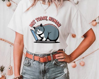 Zabawna koszulka z Grumpy Cat: Nie dzisiaj, człowieku, sarkastyczna koszulka z kotem
